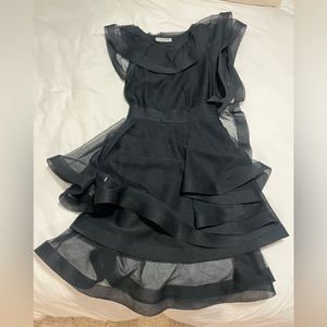 Black Valentino Couture Short Sleeve Ruffle Dress